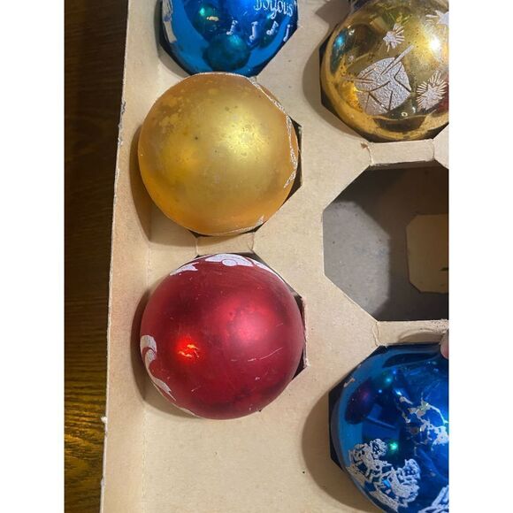 𝅺VINTAGE Noelle glass Christmas ornaments set of 8 - Picture 7 of 9